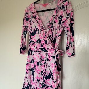Lilly Pulitzer wrap skort romper with Flamingo print size M